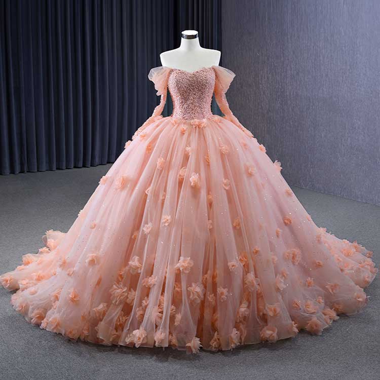 Peach on sale dress quinceanera