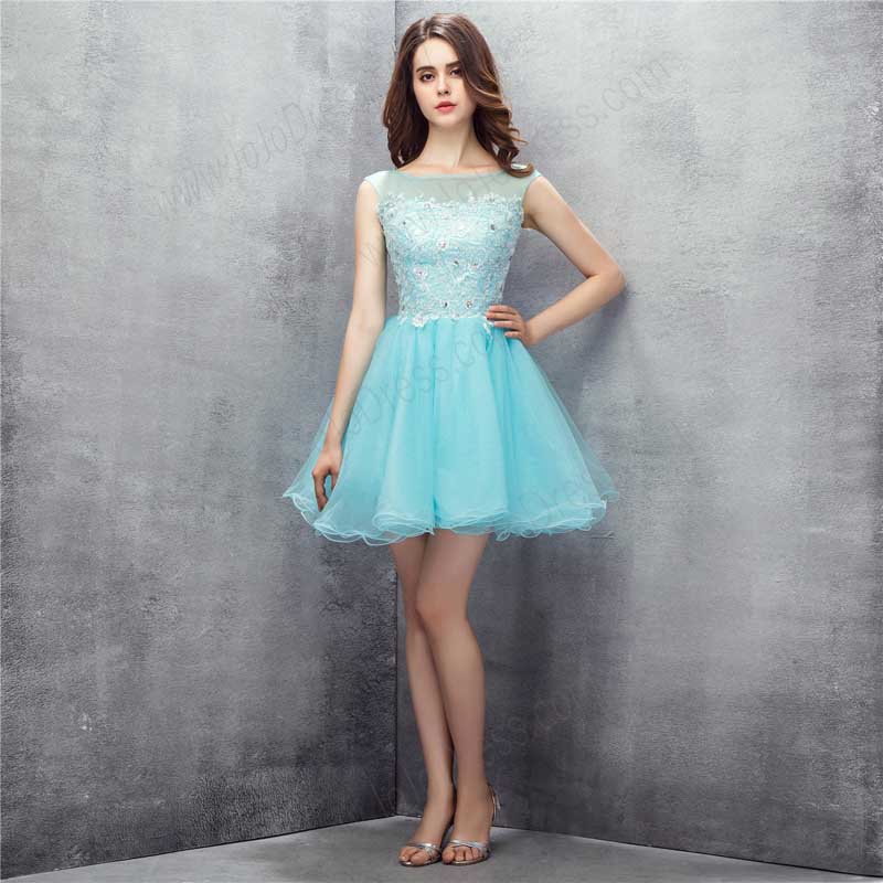 Short Turquoise Lace Formal Cocktail Mini Dress EN1007