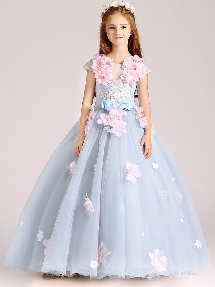 Gray Flower Girl Princess Ball Gown Party Dress Birthday Dress – JoJo Shop