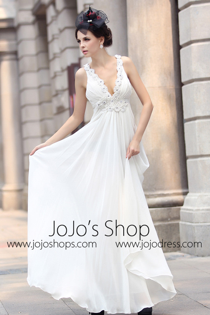 White grecian outlet wedding dress