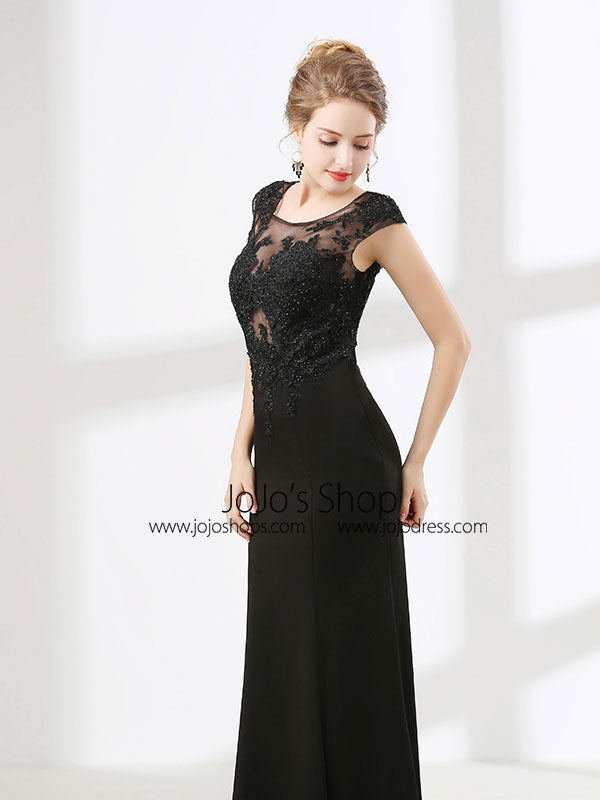 Elegant Black Lace Formal Evening Dress – JoJo Shop