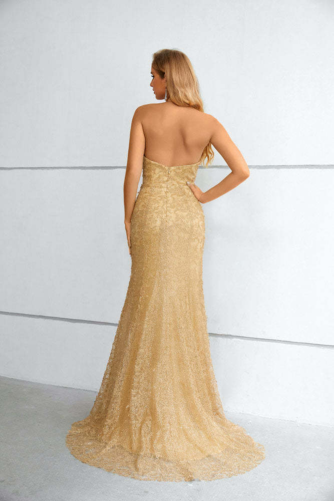 Gold Halter Dress