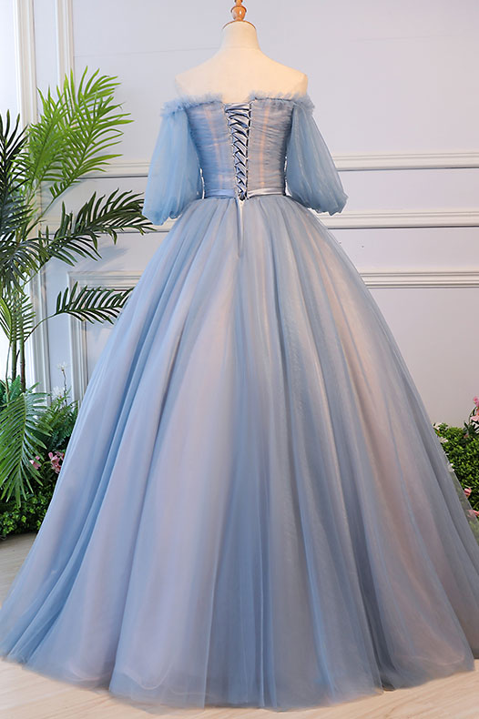 Victorian Vintage Style Long Dusty Blue Evening Dress AL3002 – JoJo Shop