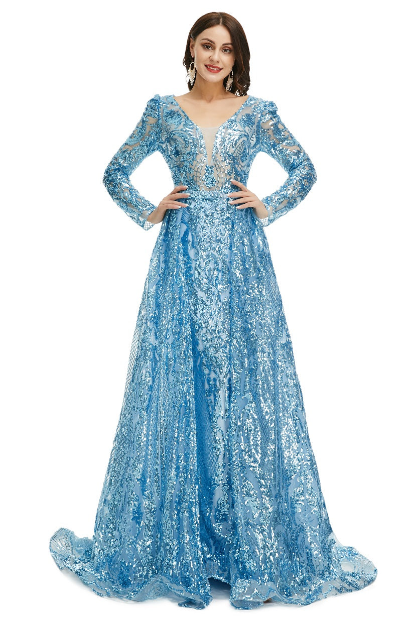 Ice blue 2024 long sleeve dress