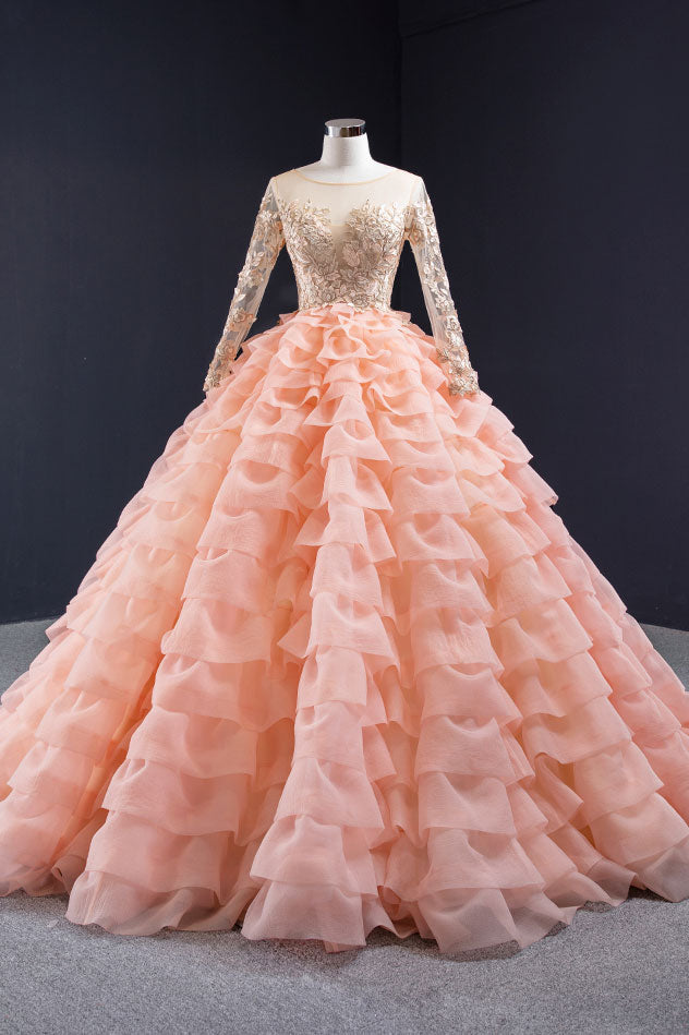 Peach Ruffle Sweet Sixteen Ball Gown Dress RS2014