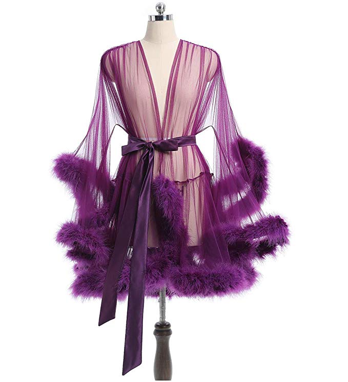 CdotCarterShop Pink online Fur Robe marabou sheer fur robe