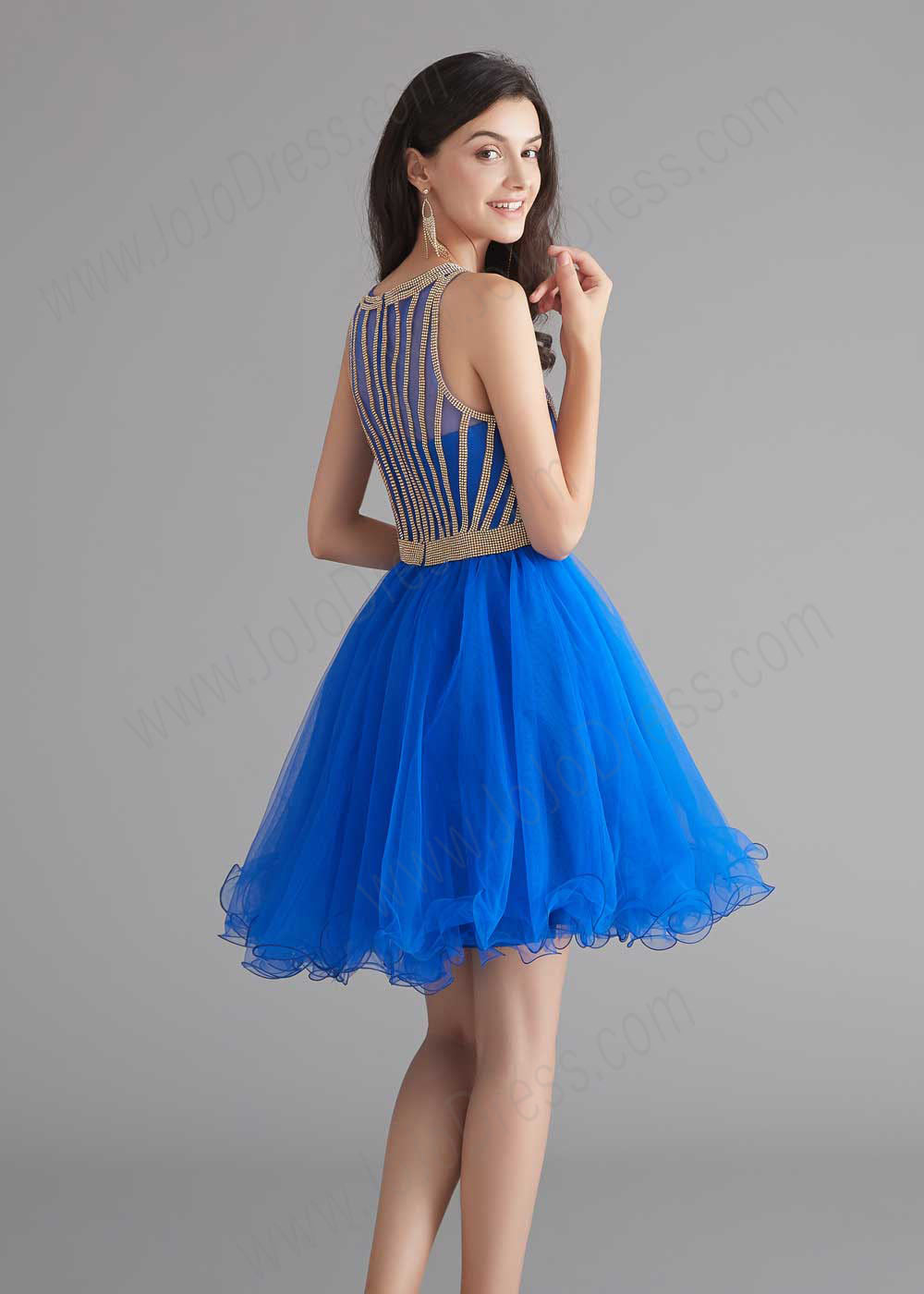 Cocktail dress royal blue hotsell and silver