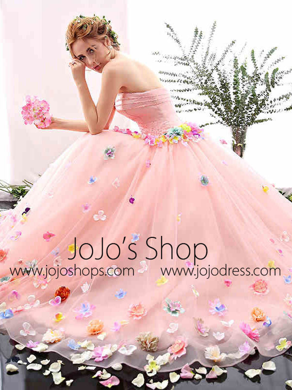 Pink ball gown prom fashion dress