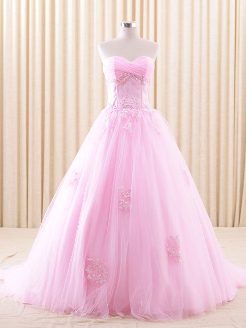 Strapless Pink Lace Ball Gown Dress – JoJo Shop