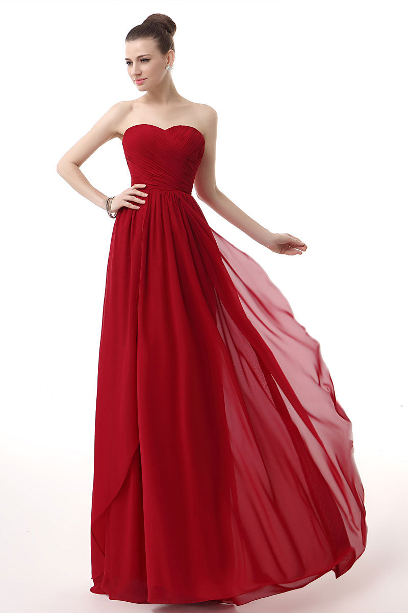 Red fashion chiffon evening gown